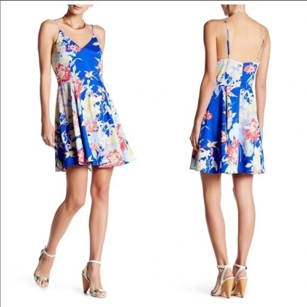 Yum Kim blue floral A line mini dress M